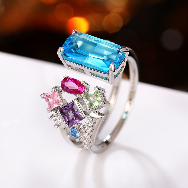 Cao Shi Exaggerates Light Luxury Zircon Open Finger Ring with Small Design, Advanced Sense Ring, Fashionable and_ipsvogv.com