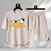 Men's Clothing 2024 Waffle Casual Summer Suit Men's Loose Teen Short sleeved T shirt Shorts Handsome Two piece Suit_ipsvogv.com