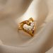 Elegant Pearl Studded Diamond Opening Stainless Steel Set For Women, French Style Non Fading Ring, Fashionable Index_ipsvogv.com