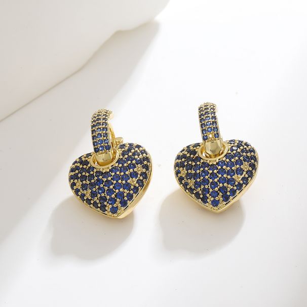 Women's Jewelry Light Luxury High End Temperament Retro Color Zircon Heart Shaped Love Earrings Peach Heart Earrings Ear Buckles_ipsvogv.com