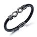 DUTRIEUX European and American Men's Fashionable Simple Unlimited Leather Black/silver Bracelet High-end Leather Bracelet_ipsvogv.com
