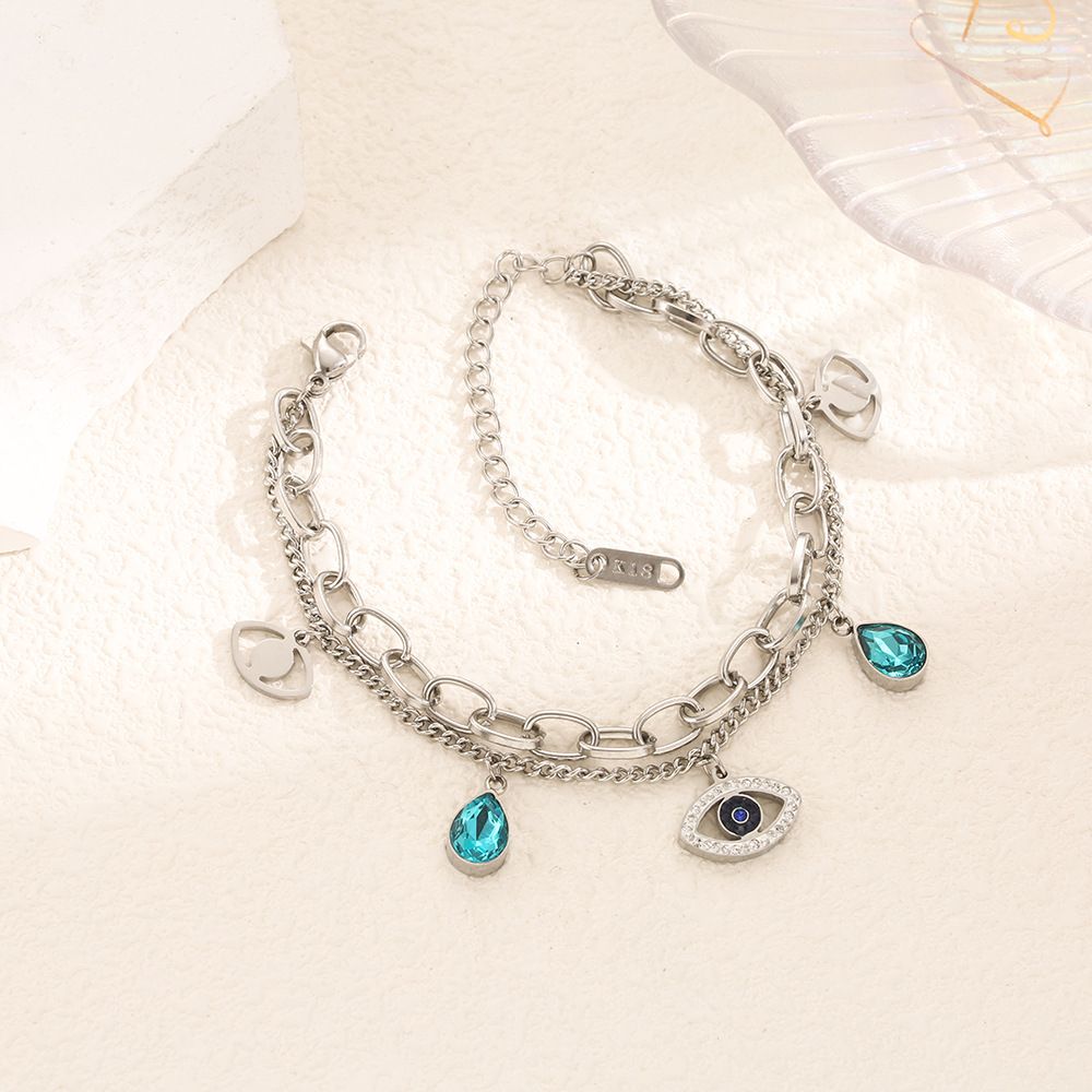 Titanium Steel Demon Eye Bracelet Simple and Colorless Ins Plating Real Gold Ornament Live Style_ipsvogv.com