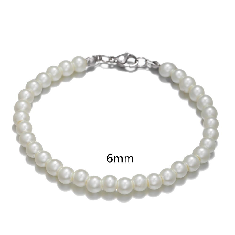 Men's Pearl Bracelet Stainless Steel 6/8/10mm Pearl Bracelet Bracelet Men's Bracelet_ipsvogv.com