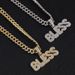 Hip Hop Shiny Cuban Chain Exaggerated Letter Graphic Full Diamond Pendant Necklace_ipsvogv.com