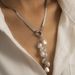 Temperament Rice Grain Pearl Tassel Women's Trendy Metal Flat Snake Chain Collar Necklace_ipsvogv.com