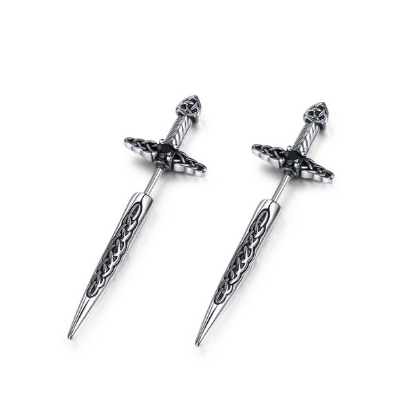 Men's Jewelry Personality Hip Hop Trend Earring Accessories Stainless Steel Retro Versatile Celtic Sword Earrings_ipsvogv.com