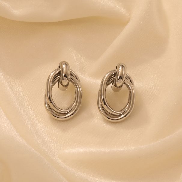 Fashion High-end Jewelry Niche Geometric Prismatic Iron Tube Gold-plated Twist Earrings_ipsvogv.com