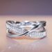 Designer simple personality X shape alloy two-tone ring popular jewelry_ipsvogv.com
