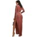 Women's Clothing autumn and winter new long sleeved square neck slit dress_ipsvogv.com