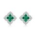 Four leaf clover cultivated emerald earrings female S925 silver cultivated colored gemstone earrings light luxury retro_ipsvogv.com