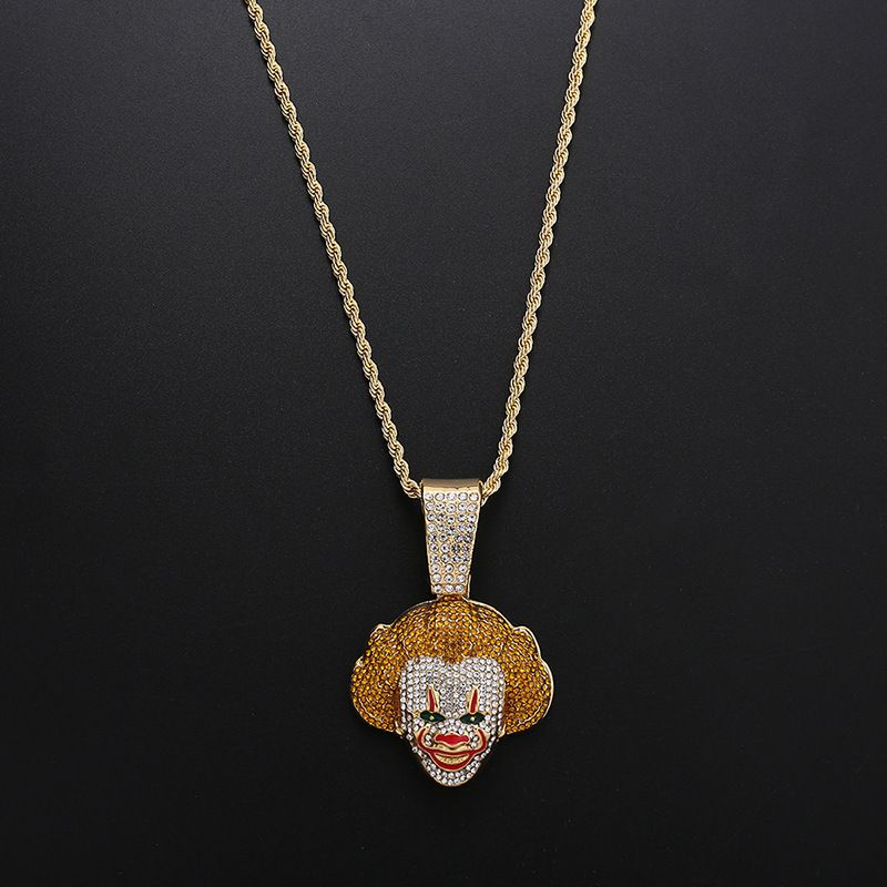 Hip Hop Dark Knight Joker Joke Full Diamond Men's Pendant Necklace_ipsvogv.com