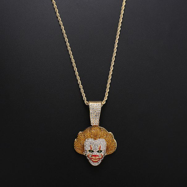 Hip Hop Dark Knight Joker Joke Full Diamond Men's Pendant Necklace_ipsvogv.com