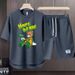 Men's Clothing 2024 Waffle Casual Summer Suit Men's Loose Teen Short sleeved T shirt Shorts Handsome Two piece Suit_ipsvogv.com