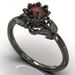 Sanjie's New Jewelry Women's Flower Shaped Electroplating Gun Black Handmade Inlaid Zircon Ring_ipsvogv.com