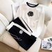 Women's Sports And Leisure Color-blocked Long-sleeved Round Neck Tops, Fashionable Age-reducing Style, Knitted Wide-leg Pants, Two-piece Suit_ipsvogv.com
