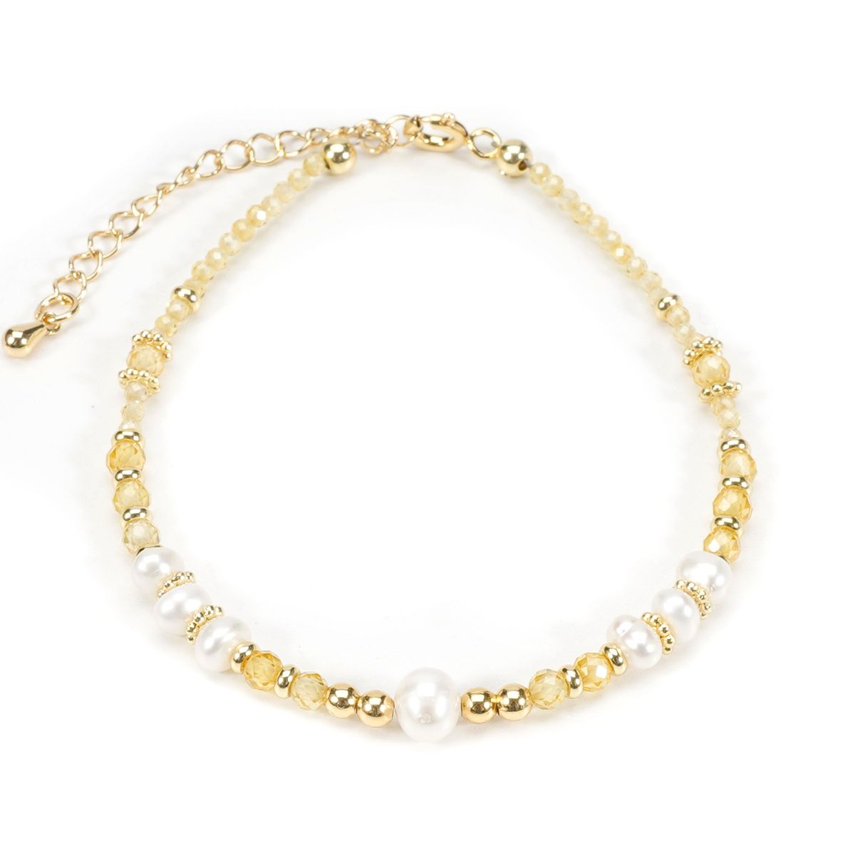 Cross 2mm Yellow Crystal Zircon Freshwater Pearl Bracelet Necklace Female Clavicle Chain Ins Fashionable Simple_ipsvogv.com