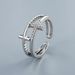 Popular Double Layer Diamond Zircon CZ Cross Ring Female Gold And Silver Index Finger Ring Opening Adjustable Hand Jewelry_ipsvogv.com