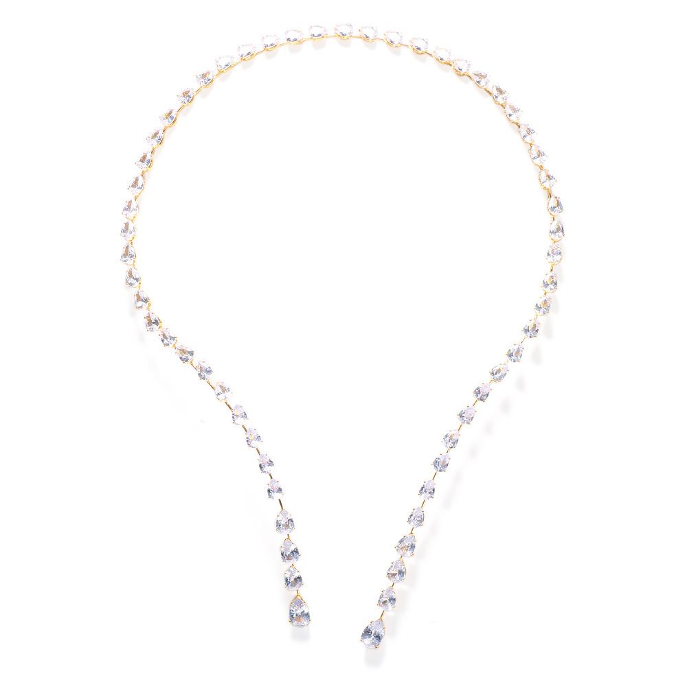 New Hot Zircon Necklace Versatile Fashion Water Drop Open Collar Sexy Collarbone Chain Necklace06_ipsvogv.com