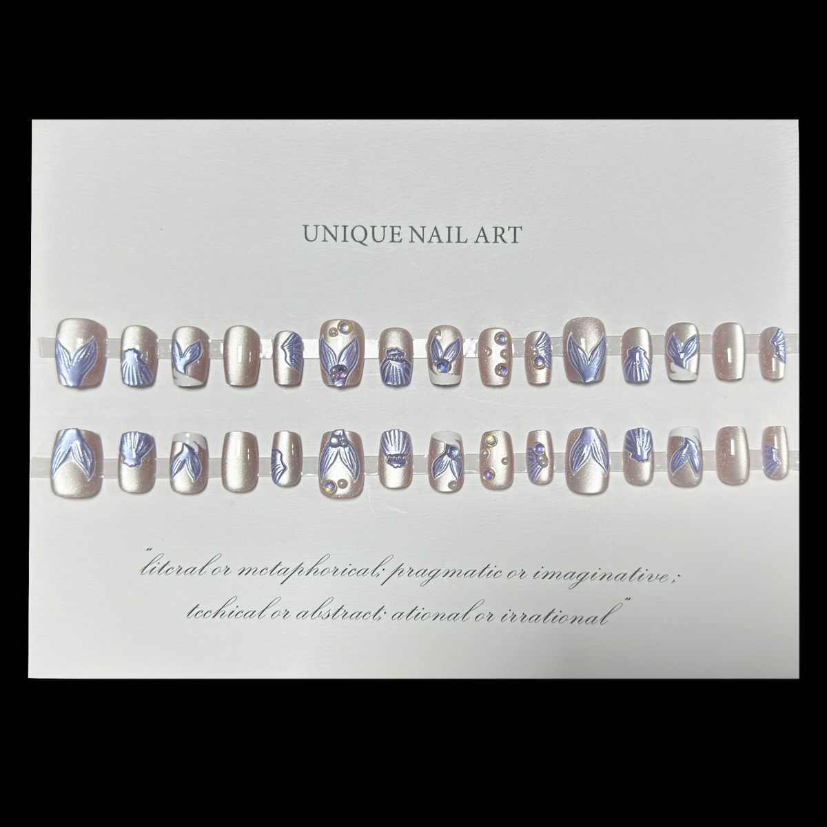 【 30 Pieces 】 Hot Selling Blue Herringtail Pattern Three-dimensional Handmade Cat Eye Nail Patches for Wearing Pure and Luxurious Nails_ipsvogv.com