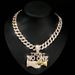 Hip Hop Alloy Letter TRUST NO ONE Men's Personalized Shake Hands Pendant Cuban Chain Jewelry_ipsvogv.com