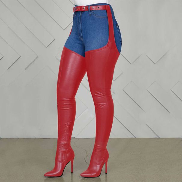 Women's Shoes sexy over the knee boots pointed high stiletto belt buckle side zipper women's boots_ipsvogv.com