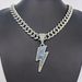 New Hip-Hop Style Purple Lightning Inlaid Diamond Cuban Chain Pendant Trendy Gold-Plated Alloy Jewelry Big Head_ipsvogv.com
