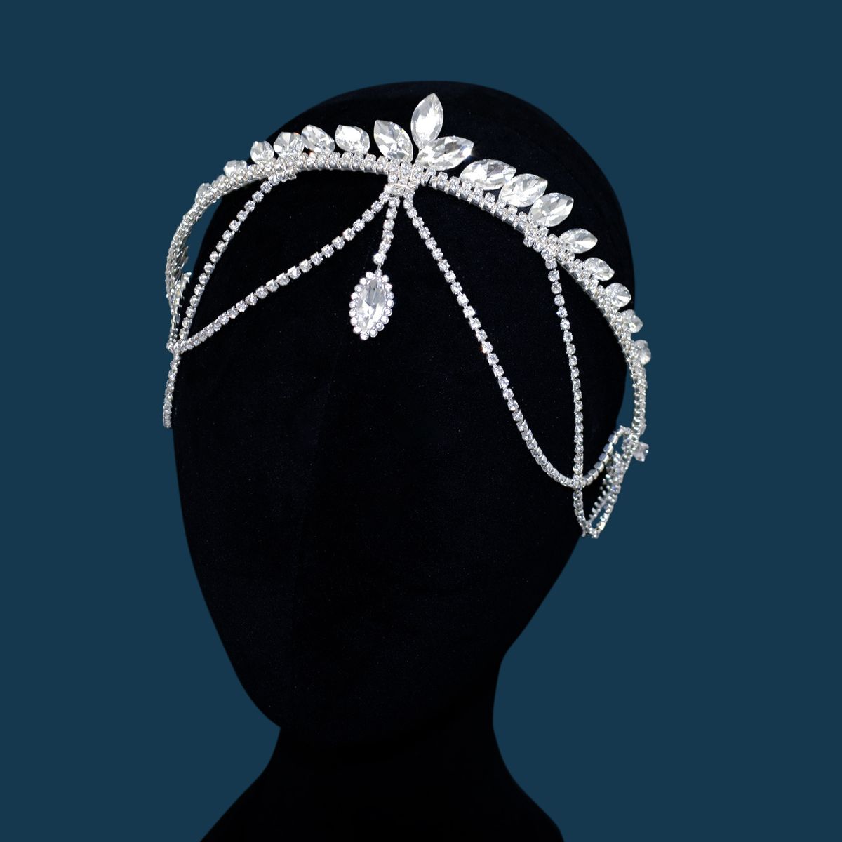 Women's Jewelry Set Fashion Bridal Headband Headdress Tassel Hanging Rhinestone Forehead Chain Crown Hair Accessories Hair Band Hair Crown_ipsvogv.com