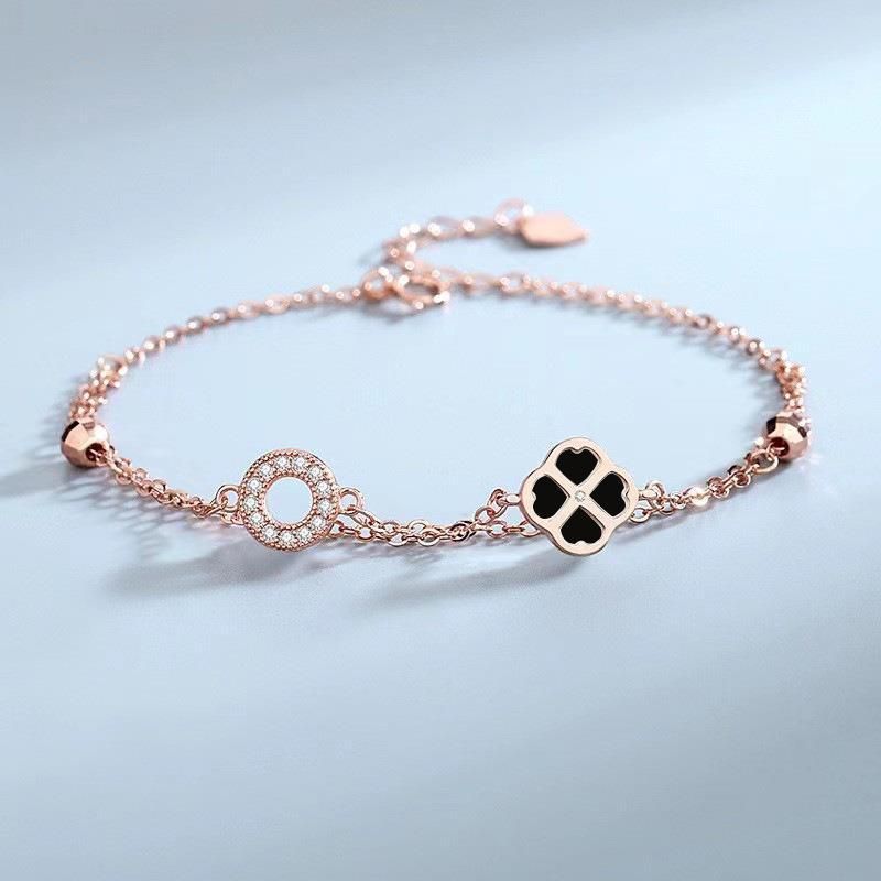Women's Jewelry Four Leaf Clover Double Layer Bracelet, High End Jewelry, Fashionable And Versatile, Niche Design, Ins Style, Valentine's Day Gift_ipsvogv.com