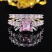 Exaggerated Plain Ring, Pink, Small, and High Quality, Colorless Combination Ring, Female Z2_ipsvogv.com
