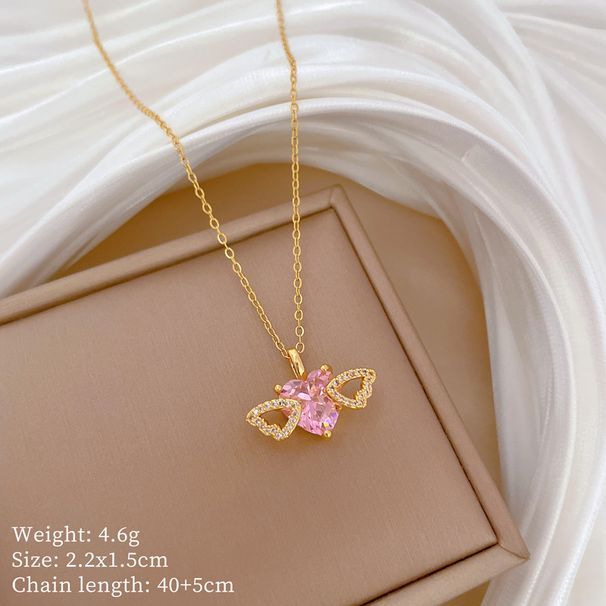 【 Titanium Steel 】 Love Wings, Light Luxury Temperament, Gorgeous Diamond Necklace, Women's Versatile Collarbone Chain,_ipsvogv.com