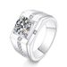 S Pure Silver New Men's Four Claw Fashionable Japanese and Korean Knights Luxury Round Package Mosang Stone Ring for Men_ipsvogv.com