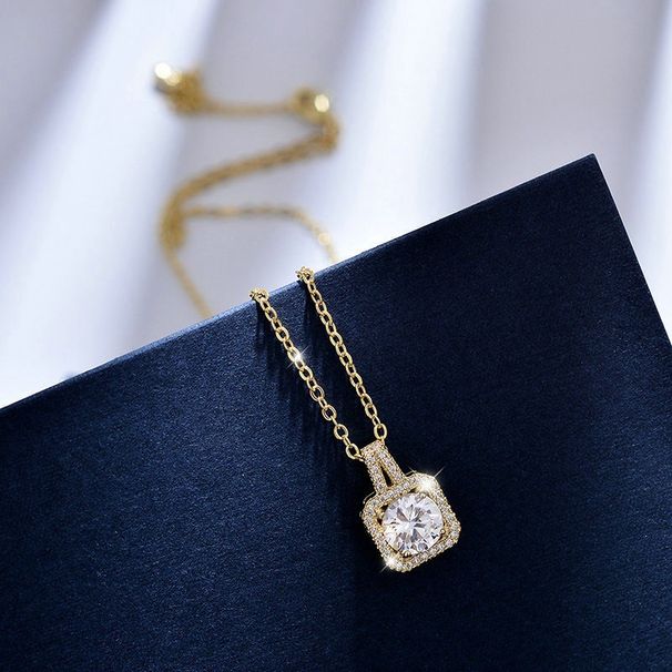 Elegant Square Titanium Steel Inlay Zircon Earrings Necklace_ipsvogv.com