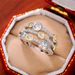 Cao Shi's Bicolor Zircon Ring with Hollow Geometric Lines, Dotted Diamond Ring, Women's Color Separation Ring_ipsvogv.com