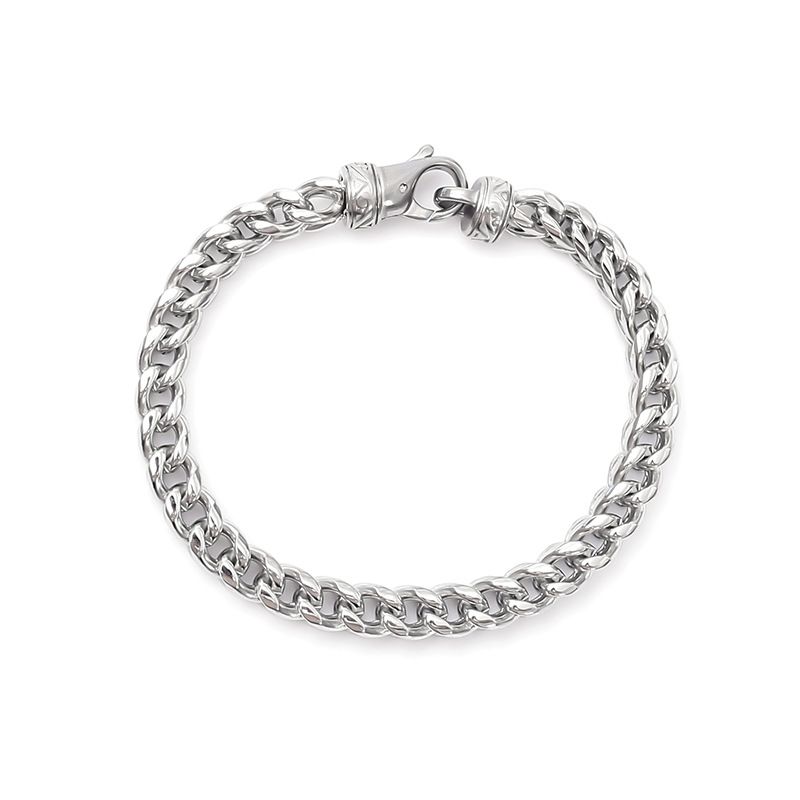 Minimalist Trendy Stainless Reversible Twist Dragon Bone Flower Basket Chain Men's Titanium Steel Polished Bracelet_ipsvogv.com