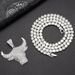 Hip hop stereo diamond-encrusted bull's head pendant Cuban chain big gold chain cool punk hipsters wear necklaces for men and women_ipsvogv.com