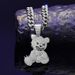 Men's Hip Hop Jewelry Set Fashion Full Diamond Bear Pendant Necklace Cuban Chain Bracelet Three Piece Set_ipsvogv.com