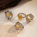 Women’s Jewelry Set Fashion Personality Streamlined Light Luxury Simple Gold And Silver Hammered Lava Pattern Love Double Cross Closed Ring_ipsvogv.com