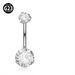 Women's Jewelry Titanium Alloy 6 14mm Rod Grab Double Head Zircon Navel Ring Inner Thread Belly Button Buckle Body Piercing Navel Ornament_ipsvogv.com