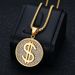 New Hip-Hop Jewelry Titanium Steel Gold-Plated Diamond-Studded Dollar Pendant Necklace_ipsvogv.com