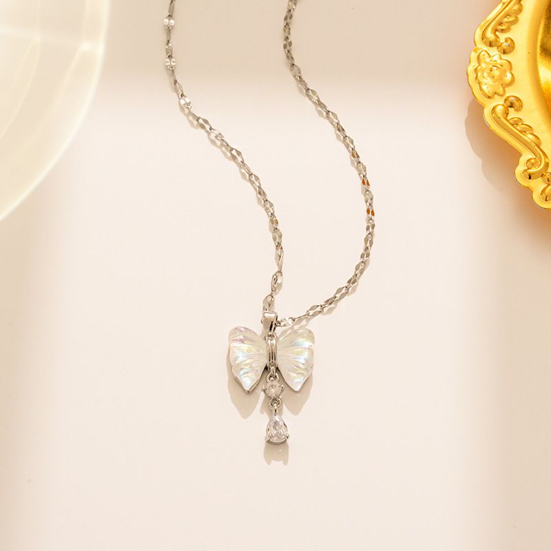 A Niche Bow Made Of For Women's Versatile Temperament, Popular On Internet, And The Same Titanium Steel Material Jewelry_ipsvogv.com