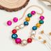 American minimalist hip-hop style neckchain earring set, versatile with inlaid colored diamonds, long necklace,_ipsvogv.com
