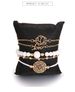 New Bracelet Hollowed Out Lotus English Letter Pendant With White Blue Beads, Five Piece Set_ipsvogv.com
