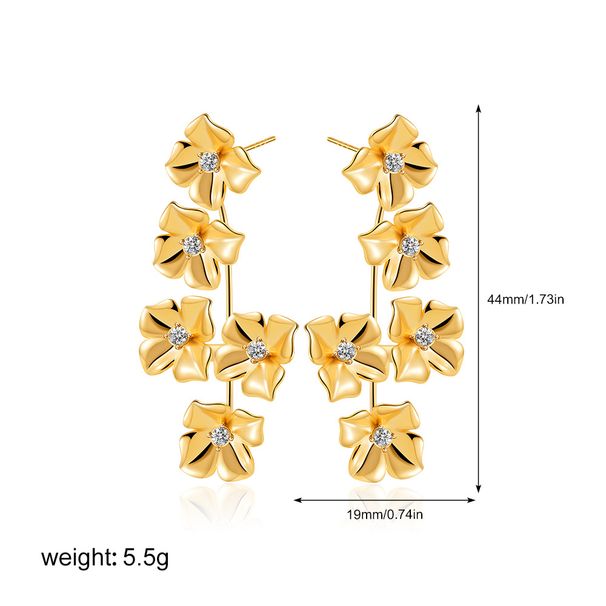 Unisex Inlaid Zirconium Flower Earrings Light Luxury High End Earrings For Women Fashionable Niche Temperament Earrings_ipsvogv.com