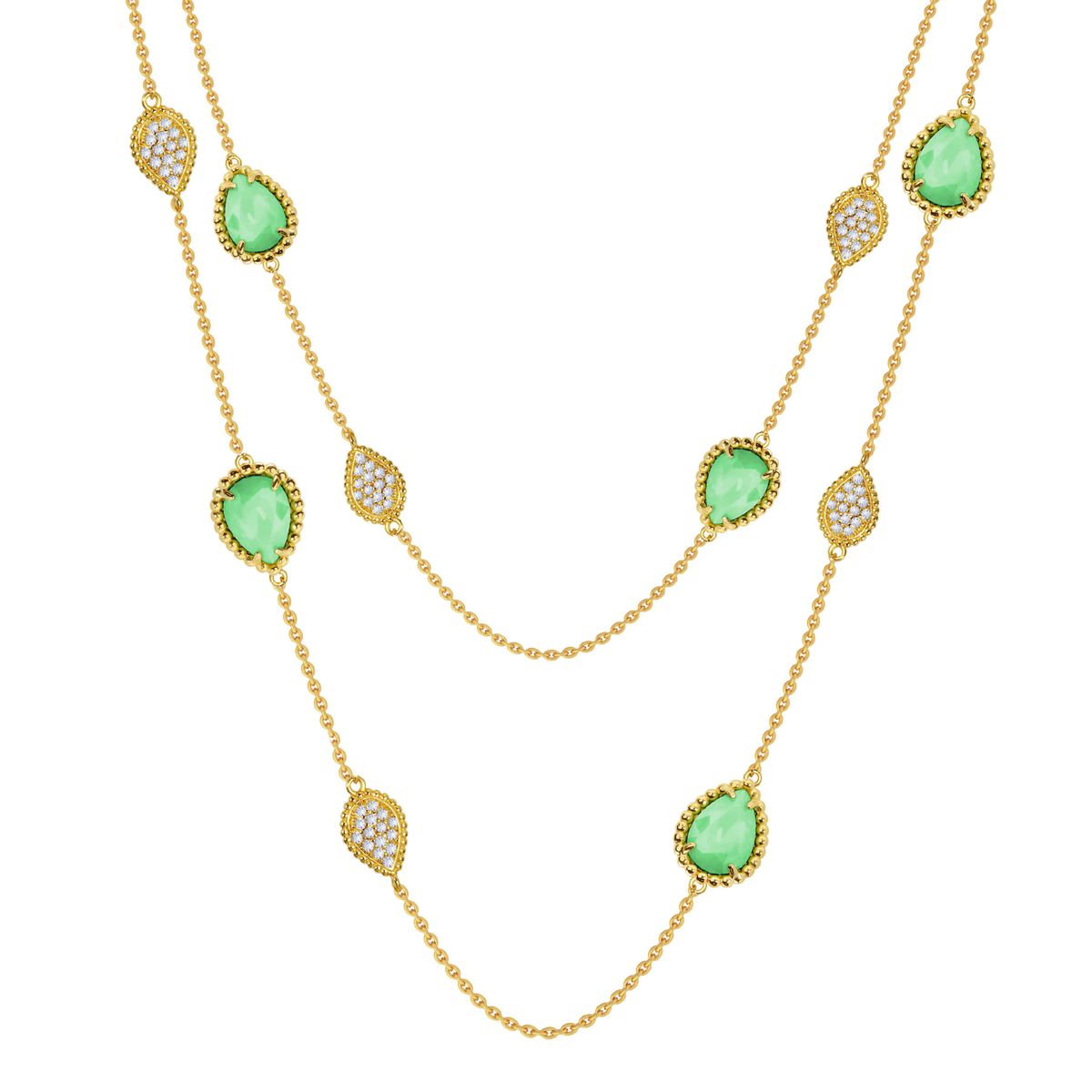 Women's Jewelry Beaded Edge Full Diamond Claw Inlaid Faceted Artificial Crystal Necklace Creative Design Fashion Long Sweater Chain Exquisite Necklace_ipsvogv.com