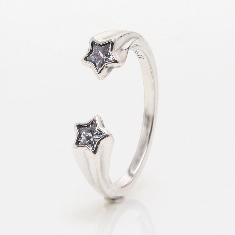 Women's Jewelry Silver Plated Meteor Open Ring Fashionable Luxury All Match Star Five Pointed Star Ring Valentine's Day Gift_ipsvogv.com
