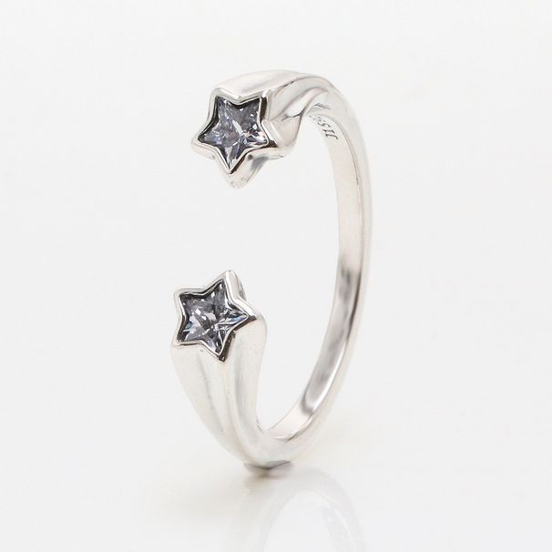 Women's Jewelry Silver Plated Meteor Open Ring Fashionable Luxury All Match Star Five Pointed Star Ring Valentine's Day Gift_ipsvogv.com