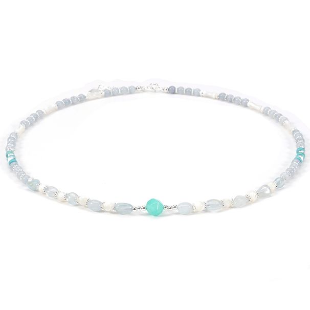 Bamboo Shell Green Turquoise Hyaline Hyaline Natural Stone Bracelet Necklace Set_ipsvogv.com