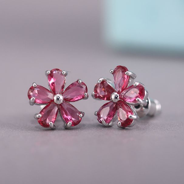 Cao Shi's New Style Of Fresh Japanese Korean Student Temperament, With Zircon Inlaid Small Flower Women's Earrings And_ipsvogv.com