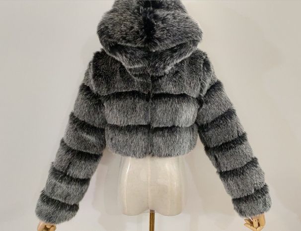 Women's Clothing fur coat short style hooded fur coat fur long sleeve splicing women's coat spot_ipsvogv.com