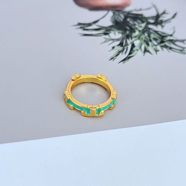 Fashionable And Luxurious Temperament, Simple Commuting, Enamel Glaze Inlaid Geometric Circular Women's Metal Ring_ipsvogv.com